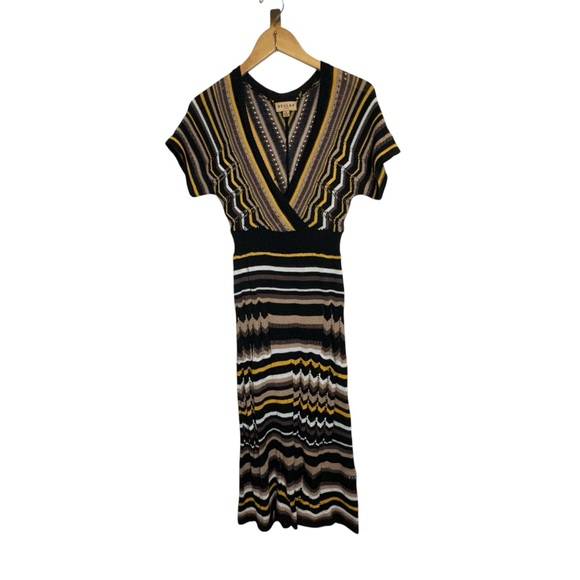 Beulah Style Women’s Med 3D Knitted Midi Dress V Neck Coogi Style Yarn Crochet - Picture 1 of 10